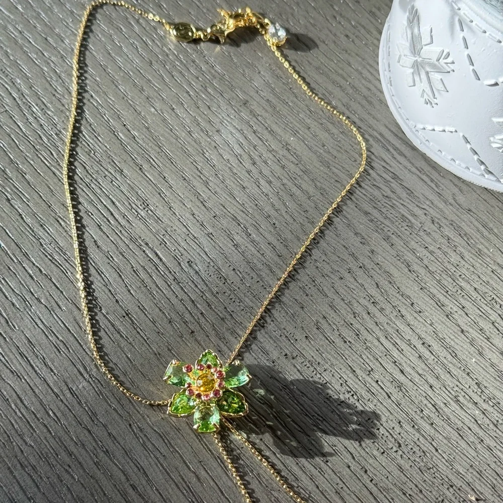 Swarovski Idyllia Y Pendant Mixed Cuts Green Multicolor Slider Necklace - Picture 3 of 12